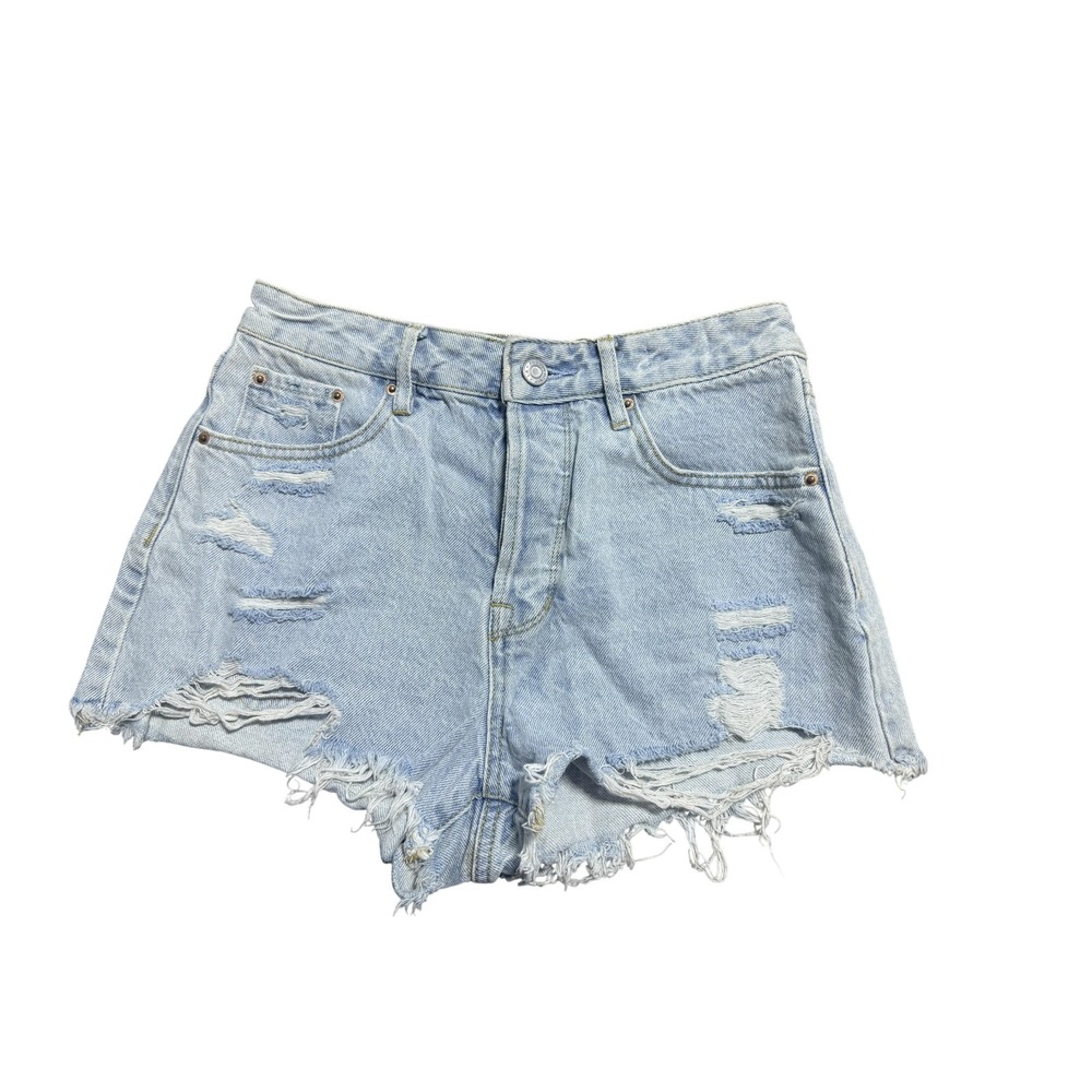 PacSun Shorts Womens 28 Blue Distressed Denim Cutoff Frayed Hem High Rise
